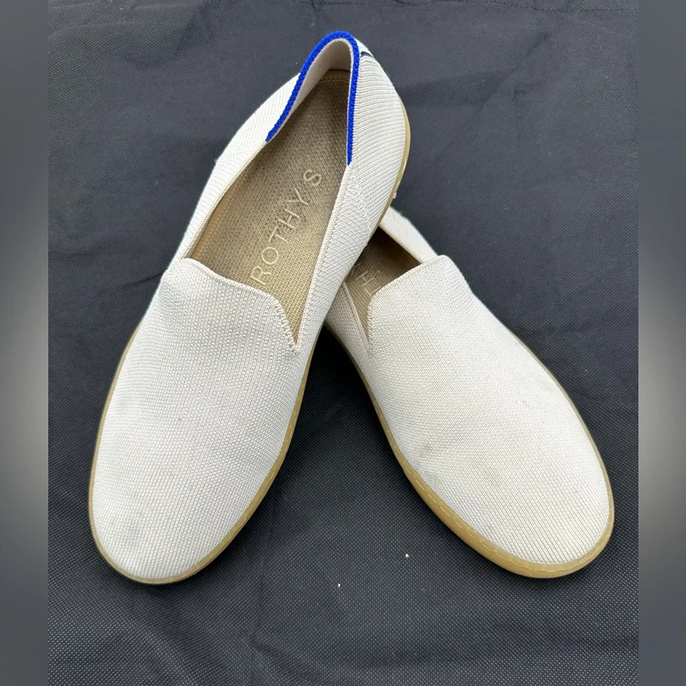 Rothy's Original Slip On Sneaker white navy‎ 9.5
